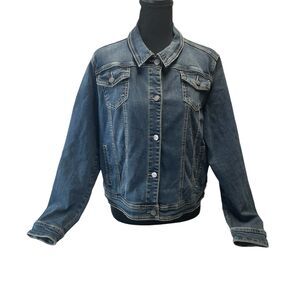 Y2K Jean Jacket Long Sleeve Earl Jean Denim Jacket Button Front‎ Women’s Large